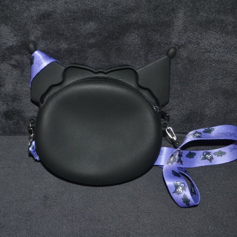 Kuromi Kawaii Kissy Face Mini Black Crossbody Bag Valentines Gift Idea Bundle - Picture 7 of 12